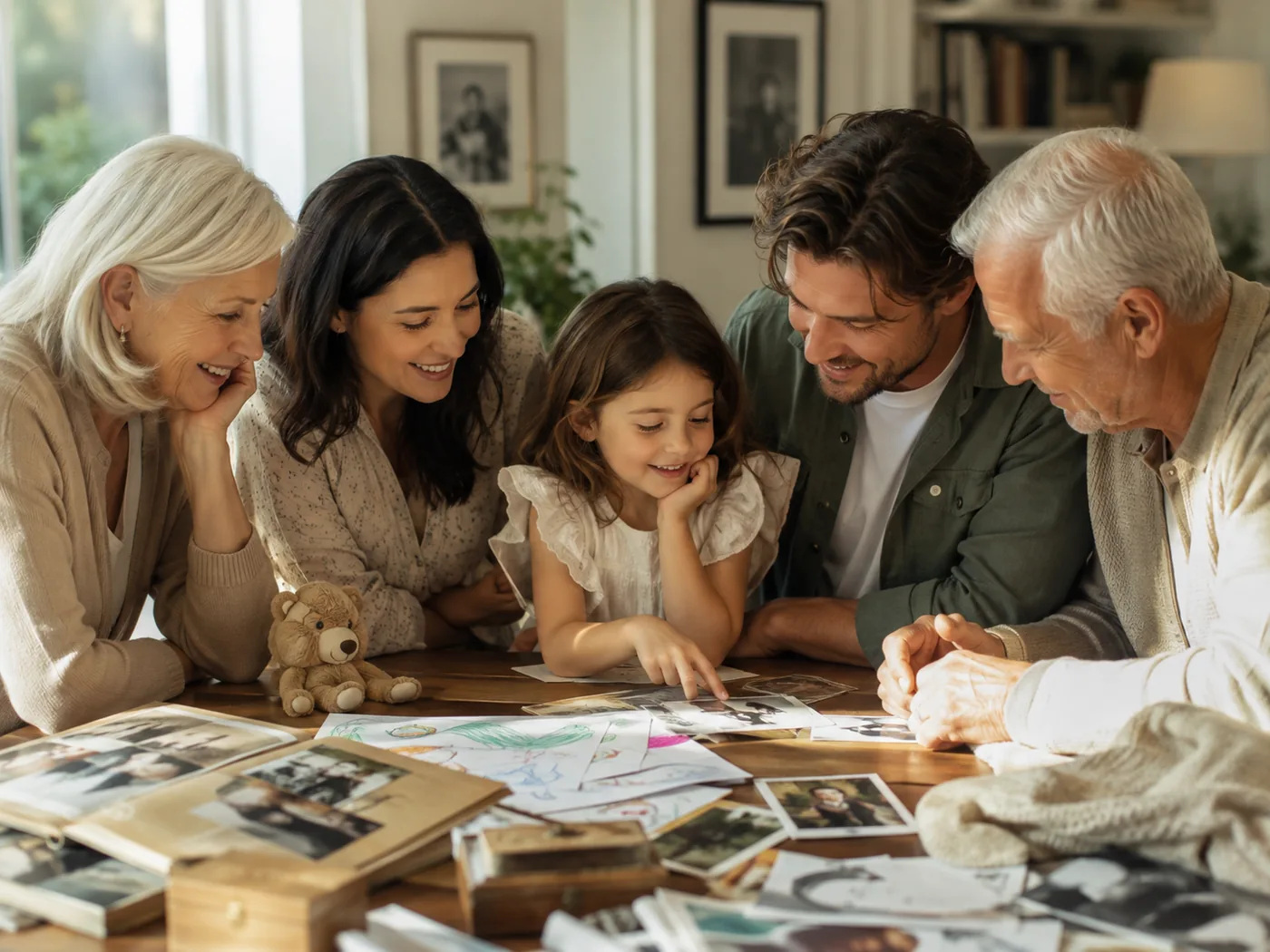 Une famille de plusieurs générations partage ses souvenirs